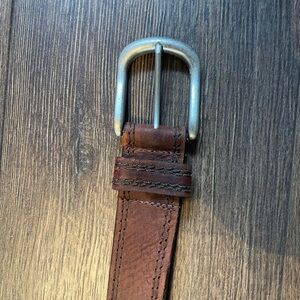 Danier Brown Leather Men's Belt with Silver Buckle